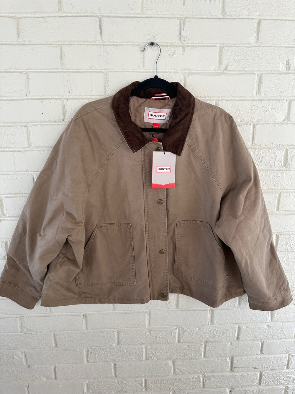 NWT Hunter Oversized Barn Chore Utility Jacket XL Casual Tan Chocolate Brown